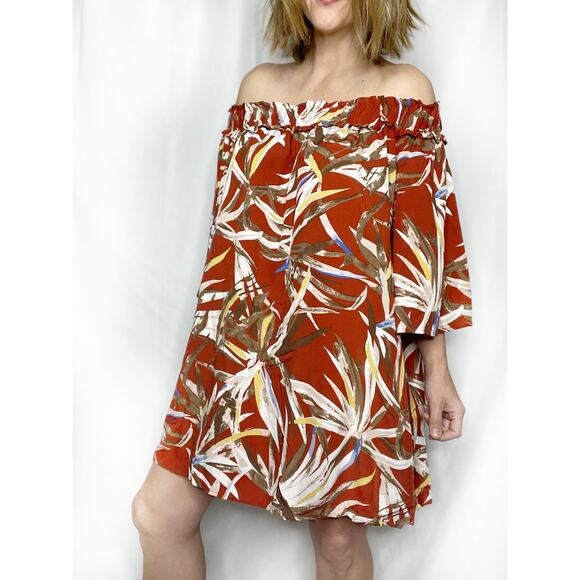 Tropical Off the Shoulder Mini Dress - Picture 4 of 4